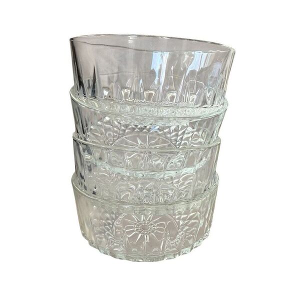 Arcoroc Arcopal France Diamond Star Clear Glass Small Berry Dessert 4 Bowls - Picture 3 of 9